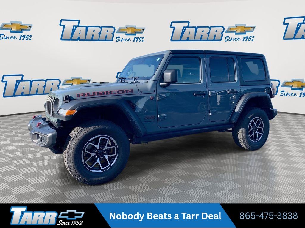 2025 Jeep Wrangler Rubicon in Anvil Clearcoat — front three-quarter view
