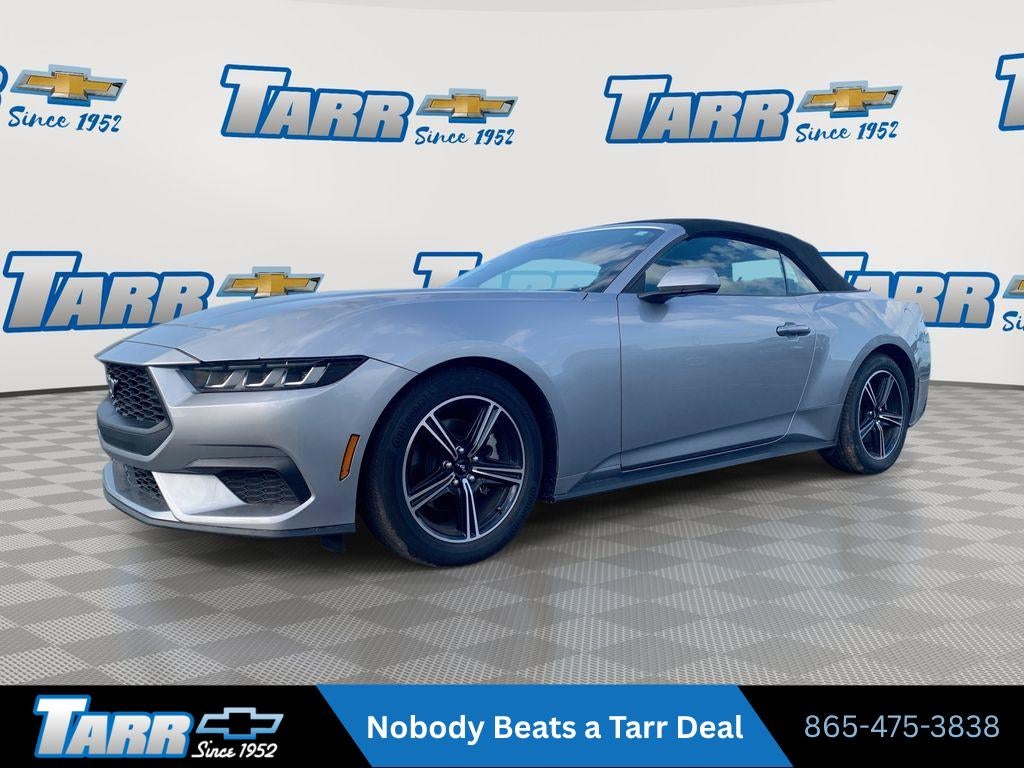 2025 Ford Mustang EcoBoost in Iconic Silver M — front three-quarter view