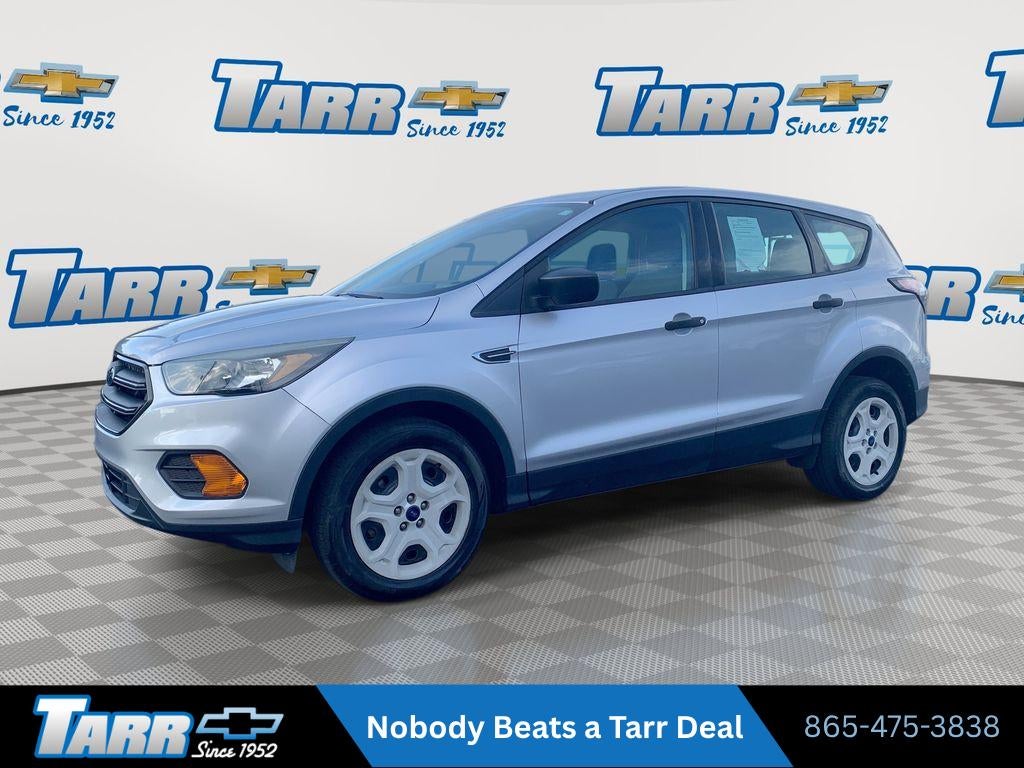 2018 Ford Escape S in Ingot Silver Me — front three-quarter view