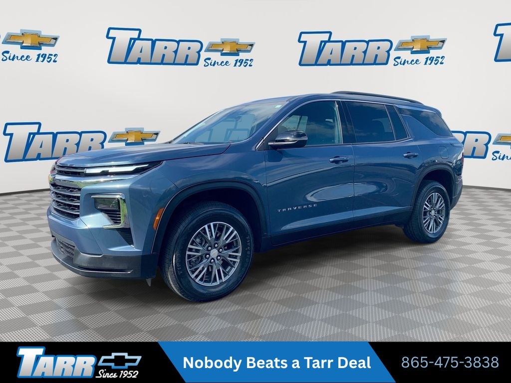2025 Chevrolet Traverse LT in Lakeshore Blue Metallic — front three-quarter view