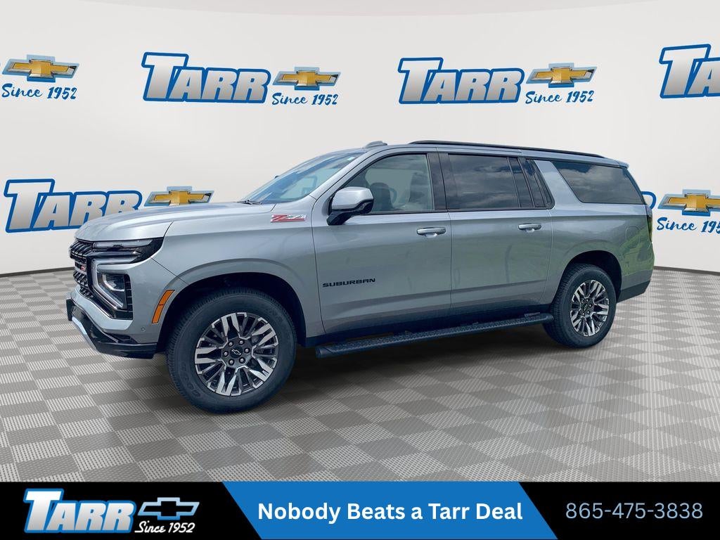 2025 Chevrolet Suburban Z71 in Sterling Gray Metallic — front three-quarter view