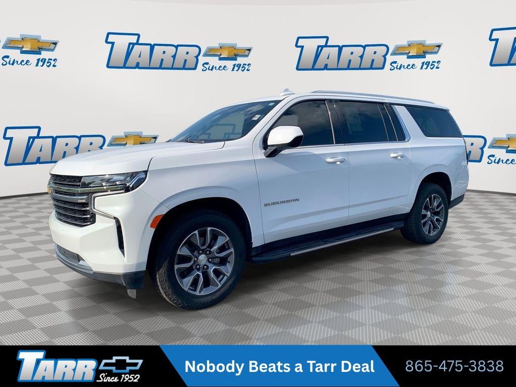 2021 Chevrolet Suburban LT in Summit White — front three-quarter view