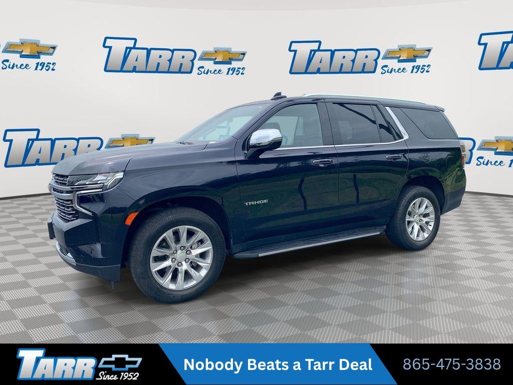 2023 Chevrolet Tahoe Premier in Midnight Blue Metallic — front three-quarter view