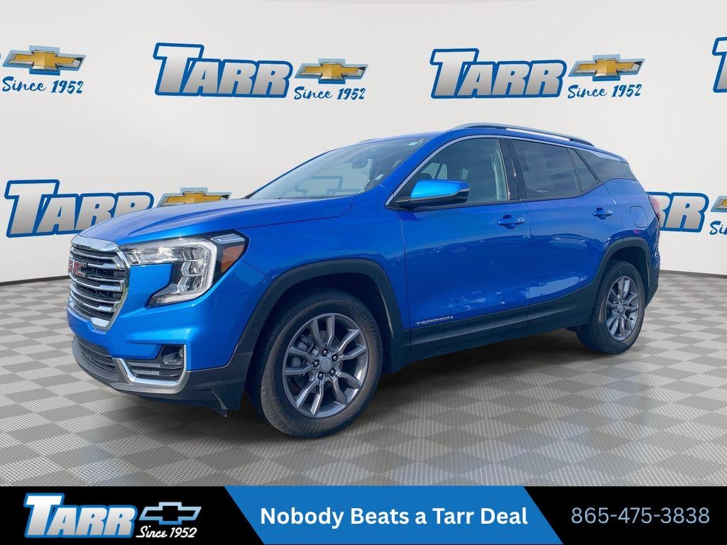 2024 GMC Terrain SLT in Riptide Metallic — front three-quarter view