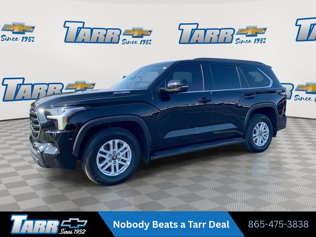 2025 Toyota Sequoia SR5 in Midnight Black — front three-quarter view